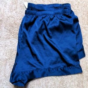 Tap pants! Navy blue silky pajama shorts.